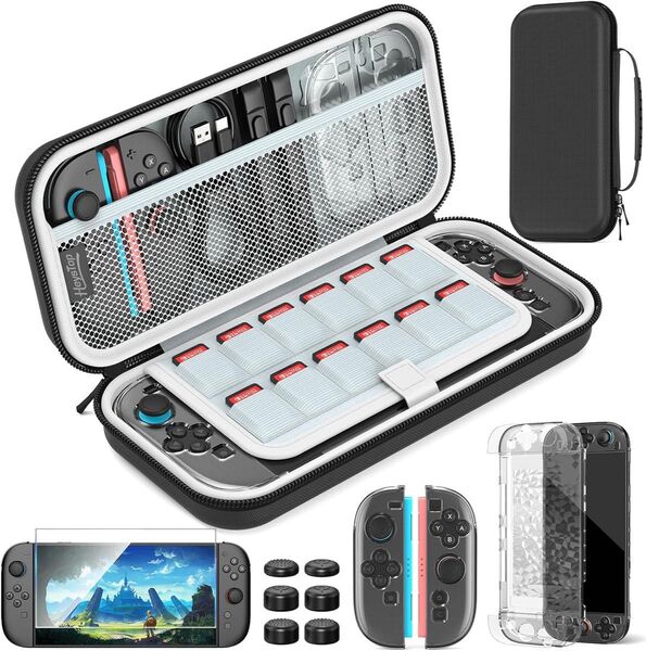 Switch 2 対応 Switch 2 ケース スイッチ2 ケース 保護カバー ガラスフィルム +親指キャップ収納バッグ ゲーム