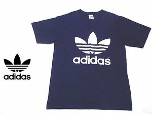 USA製　adidas Tシャツ　色：紺　SIZE：M　アディダス トレフォイルロゴ　両面ロゴ　ビックロゴ　90S　OLD