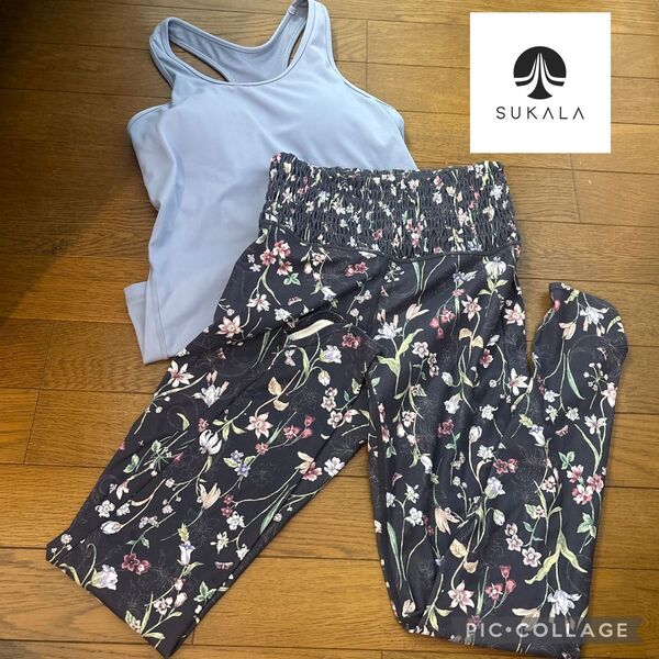 【SUKALA】ウエストギャザーレギンス ラバ ホットヨガ 花柄