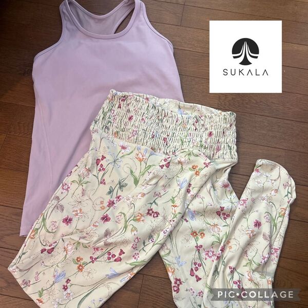 【SUKALA】ウエストギャザーレギンス ラバ ホットヨガ 花柄