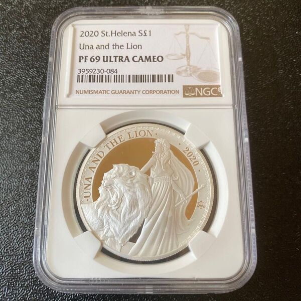 銀貨 99.9% 純銀 シルバー ウナ ライオン 銀貨 NGC 鑑定 エリザベス女王 ウナとライオン 英国領セントヘレナ 2020