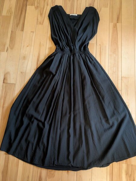 natural couture ギャザー ワンピース カシュクールワンピース 黒 ドレス フォーマル パーティー 二次会