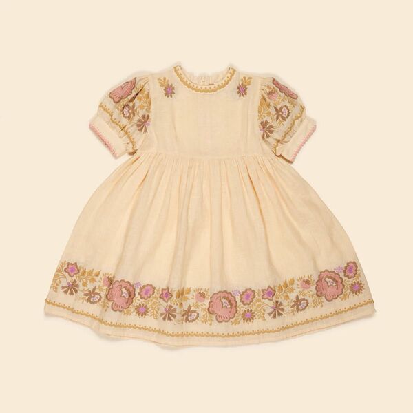 Apolina Mya Dress 2-3y ワンピース ドレス 刺繍 アポリナ 2y 90 100 花 MILK 半袖 新品