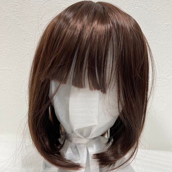 ボブ 未使用 ダークブラウン フルウィッグ 頭頂部 かつら 前髪 舞台小道具 女装 コスプレ 舞台