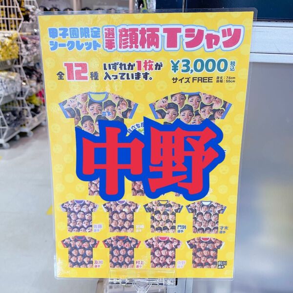 阪神 阪神タイガース 中野拓夢 シークレット 選手顔柄Tシャツ 甲子園限定 ランダム 写真 フォト