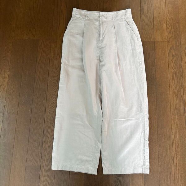 ワイドパンツ スラックス ベージュ コットン リネン タックパンツ M L 38 イエナ ベイクルーズ