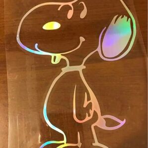 レインボーメッキステッカー大きいサイズ スヌーピー snoopy サーフィン ヘルメット スノーボード ステッカー
