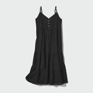UNIQLO ユニクロ クリンクルコットンキャミソールワンピース 丈短め S BLACK