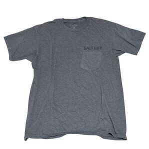 アメリカ古着 SALT LIFE ポケットTシャツ Lサイズ 釣り人 フィッシング グレー アメリカ仕入れ 半袖Tシャツ 海外古着