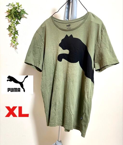 【PUMA】【XLサイズ】プーマ メンズ 半袖 Tシャツカットソー Tシャツ カーキ ビックロゴ