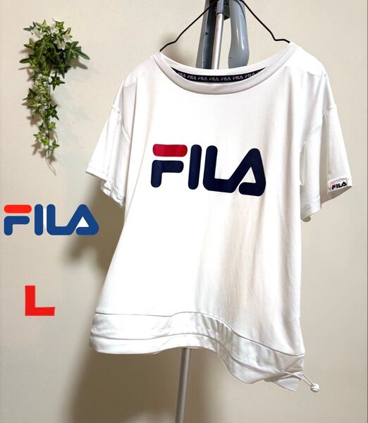 【FILA】【Lサイズ】【美品】フィラ レディース Tシャツ 半袖トップス カットソー 速乾性 スポーツ トレーニング ジム