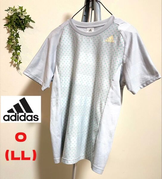 【adidas】【O(LL)サイズ】アディダス Tシャツ 半袖 トップス カットソー ドット柄 スポーツウェア トレーニングウェア