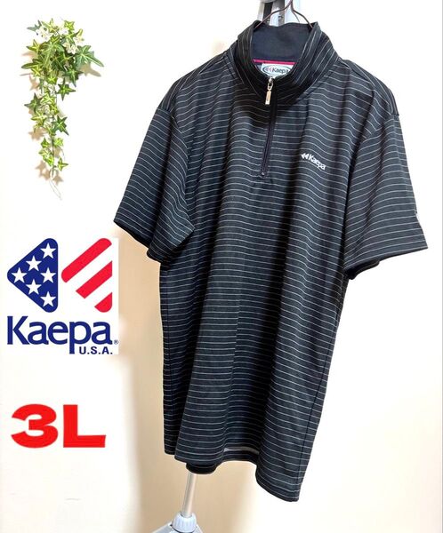 【Kaepa】【3Lサイズ】【美品】ケイパ メンズ 半袖 Tシャツトップス カットソー ハーフジップ ゴルフ スポーツウェア