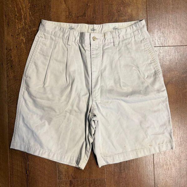 00s LACOSTEラコステ ショートパンツ ハーフパンツ ショーツ 古着 チノショーツ 2タック 白 ホワイト メンズ 82
