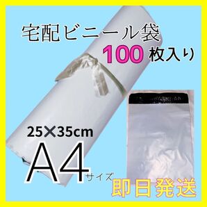 【新品】宅配ビニール袋 A4 100枚 防水 梱包 透けない 粘着テープ付き
