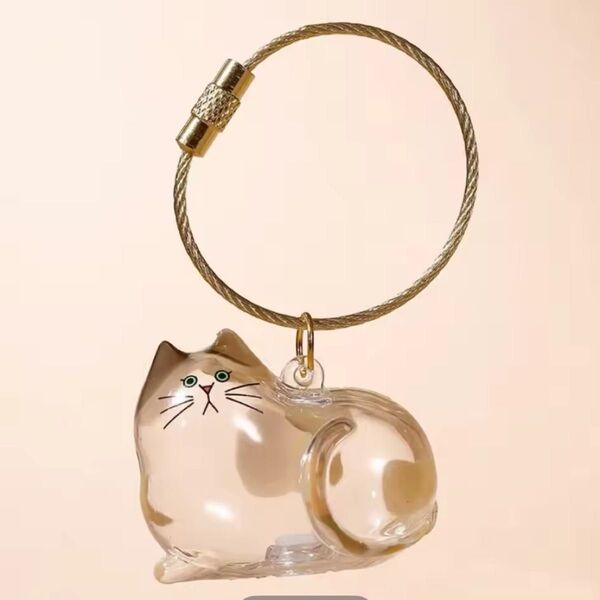 うちの子のけだまだま『ミケ』海外品ガチャ 猫 キーホルダー クリア ペット