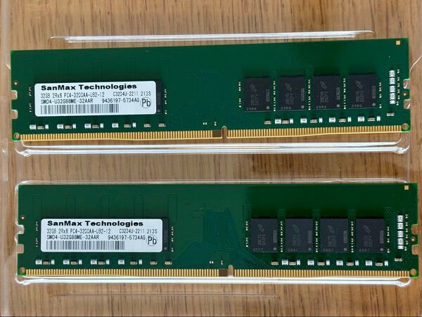32GB *2本 64GB DDR4デスクトップ用メモリ メジャーチップ PC4-25600 DDR4-3200 SanMax