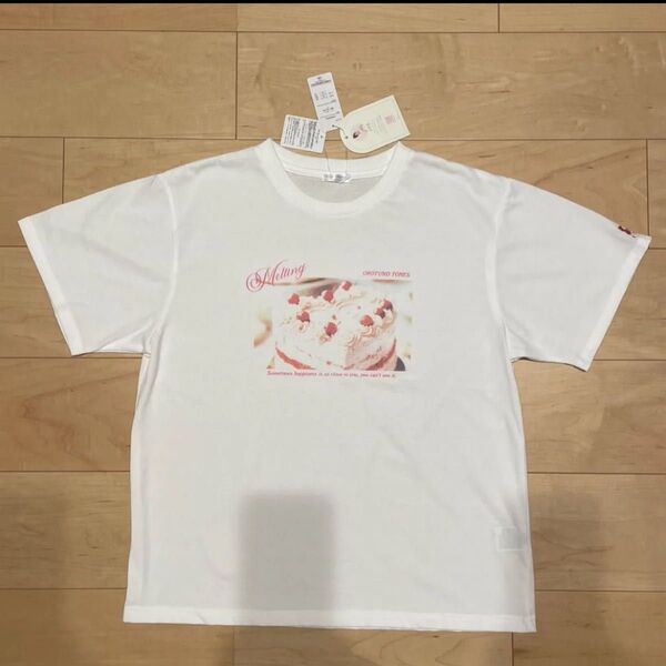 【 アンジュ シャルム × しまむら 】 辻希美 プリント Tシャツ( 白 ) ケーキ柄