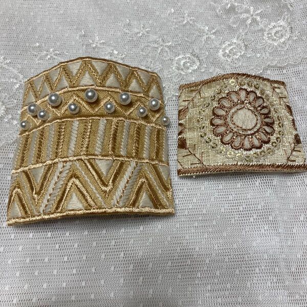 ポニーフック 2点セット ヘアアクセサリー インド刺繍リボン ハンドメイド
