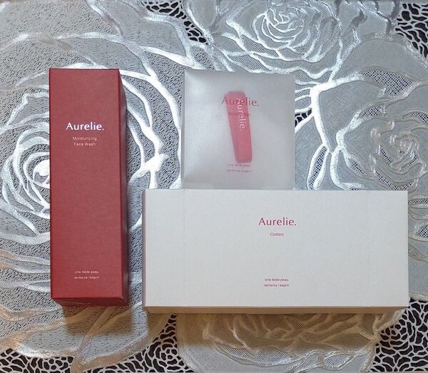 Aurelie フェイスウォッシュ、泡立てネット、コットン 3点セット