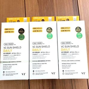 VT 日焼け止め VC サンシールド デイリー UVクリーム 50g 3個セット ジェルクリーム SPF50+ PA ++++