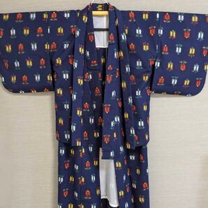 着物 単衣 羽織 夏着物 単 モダン柄 アンサンブル セット 小紋 紬 アンティーク着物 レトロ着物