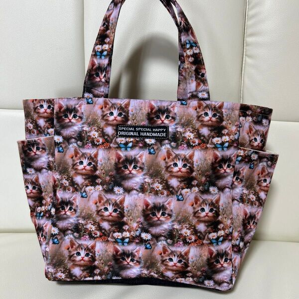 ハンドメイド トートバッグ 子猫