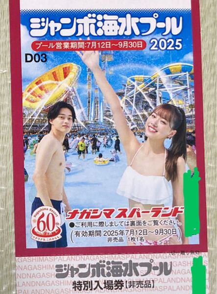 ナガシマスパーランド ジャンボ海水プール 特別入場券