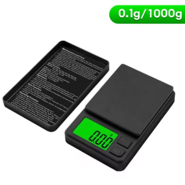 『精密ポケットスケール 1000g ×0.1g 電池付属なし』×1 デジタルグラム 食品、ジュエリー バックライト付きLCD