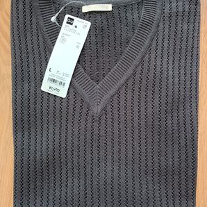 GU ウォッシャブルメッシュニットベスト L 新品未使用 グレー