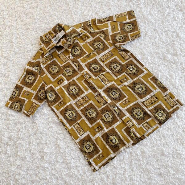 60s 70s MALIHINI HAWAIIコットンハワイアンシャツ ビンテージ 総柄 US古着 USA ハワイVINTAGE