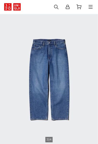 UNIQLO ワイドストレートジーンズ 31 64 BLUE デニム 2024年モデル 股下76cm