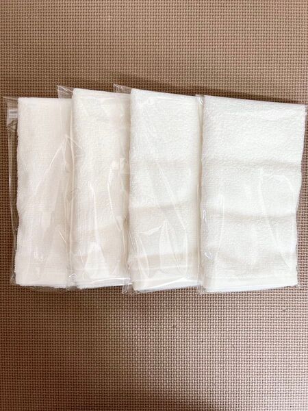 粗品タオル 4枚セット 日本製 無地 フェイスタオル 新品未使用 綿100% 個包装 即日発送