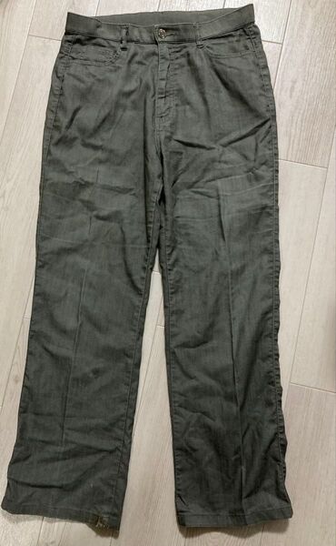 パンツ ボトムス レディース W73 カーキ グレーカーキ 中古 長ズボン 綿混 やわらかい 裏地なし カジュアル ユニセックス