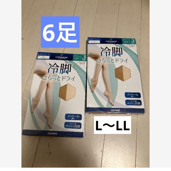 GUNZE クールマジック 冷却さらっとドライ ストッキング 6足 L-LL パンスト グンゼ パンティストッキング GUNZE