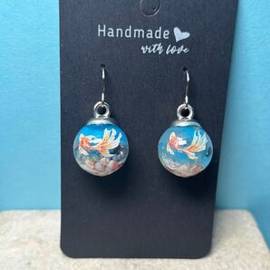ハンドメイド フックピアス 金魚ちゃん