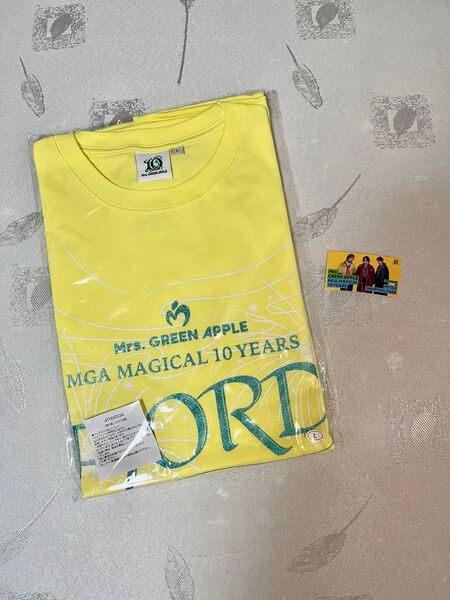 ミセスグリーンアップルFJORDフィヨルドグリッターロゴTシャツライトイエローL