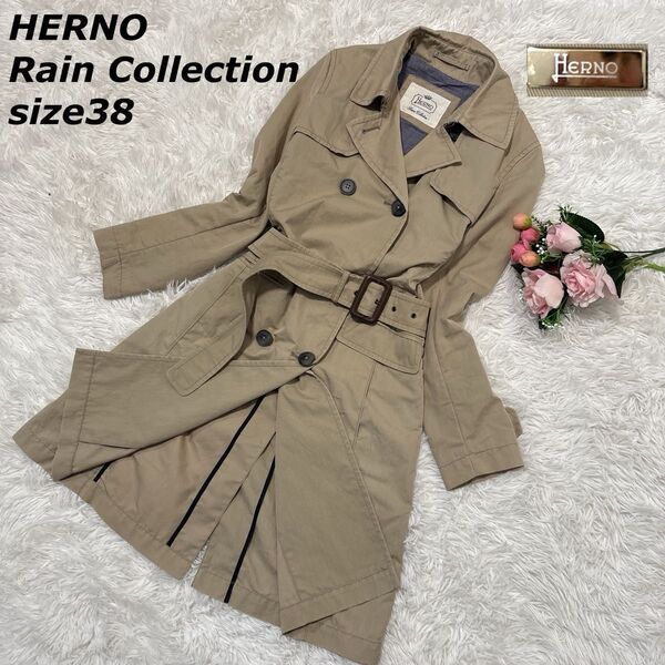 HELNO ヘルノ Rain Collectionトレンチコート レインコート 38 S〜M相当 ベージュ系 ベルト付き