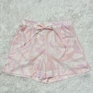 ラッシュガード ピンク マーブル柄 ショートパンツ 水着