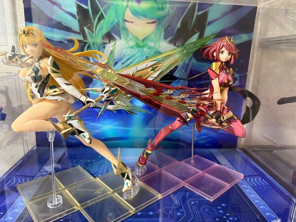 開封品 最終価格 ゼノブレイド2 ホムラ ヒカリ フィギュア2体 ソダチトイズ 専用アクリルケース(照明なし12,000円のもの)