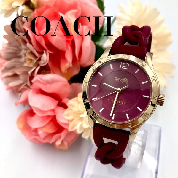 COACH コーチ CA.79.7.95.1213 シグネチャー レディース 腕時計 クォーツ ラバー 新品電池 稼働品