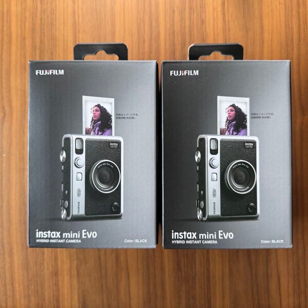 フジフイルム インスタントカメラ instax mini Evo 「チェキ」ブラック 2台