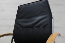 GMDKS287○ デスクチェア ワークチェア 作業椅子 オフィスチェア 黒 革張 ビンテージ チェア 高級 US モダン テレワーク_画像3