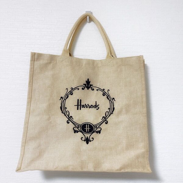 Harrods ハロッズ トートバッグ ジュート素材 ナチュラル エコバッグ プリント
