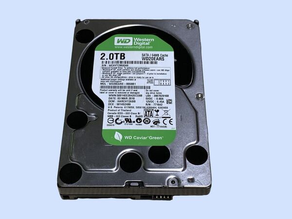 M7380 Western Digital HDD WD20EARS 2TB 3.5インチ 使用12448時間