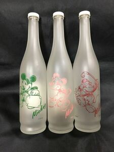 ディズニー　ミッキー　ミニー　ガラス瓶　すりガラス/空瓶/空ビン/蓋付　花瓶/一輪挿し　お茶入れ/インテリア雑貨　コレクション　希少