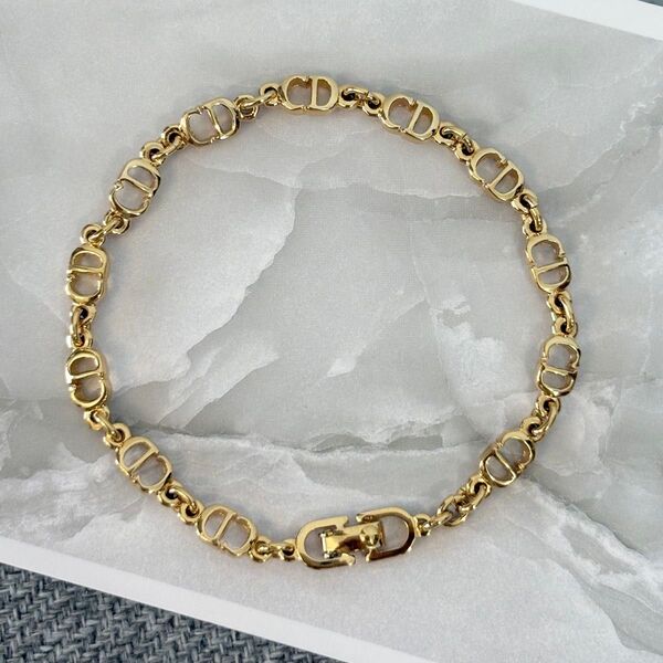 【極美品】クリスチャンディオール ブレスレット CDロゴ GPメッキ ゴールド Dior Gold Bracelet 212