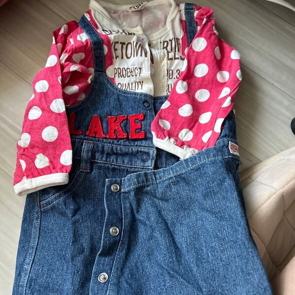 ベビー服 女の子 セットアップ 70 80 ドット デニム LAKE