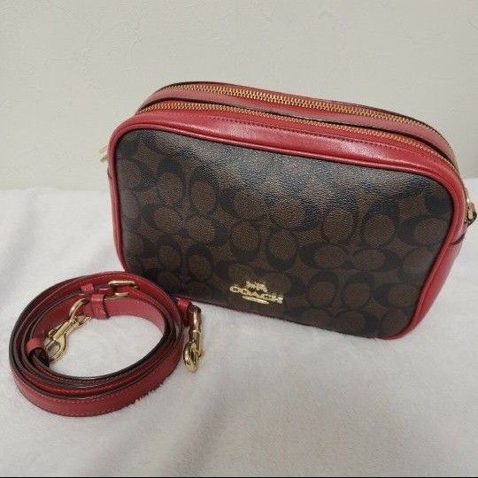 COACH コーチ シグネチャー カメラバッグ ショルダーバッグ ダブルジップ クロスボディ 斜めがけ