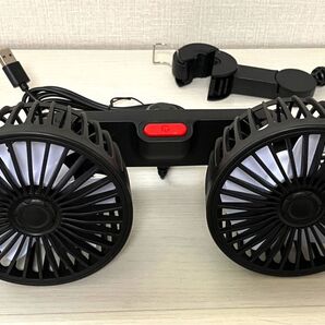 後部座席用ダブルヘッドUSBカー冷却ファン|車用ヘッドレスト取付・静音・扇風機